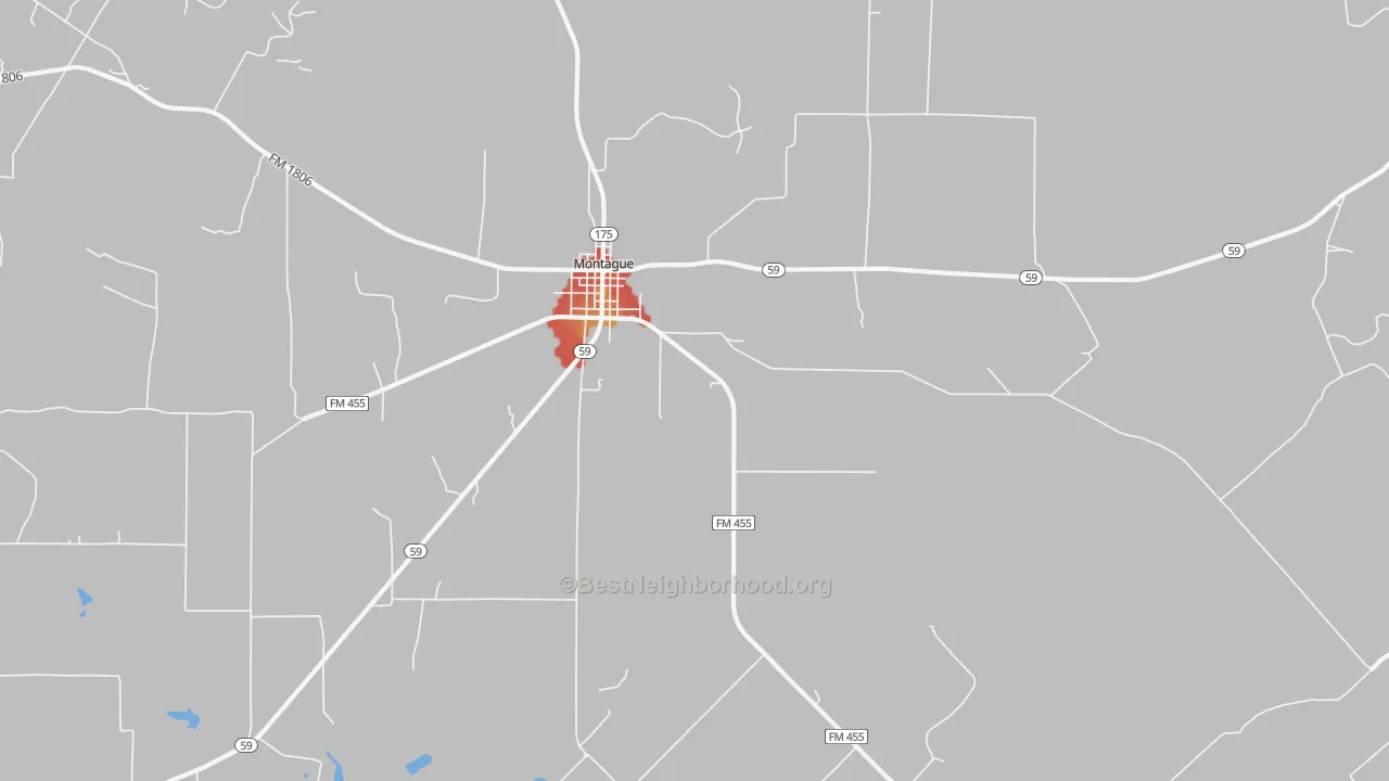 Walk Grade map of 76251, TX, walkable areas in green and car-dependent areas in red