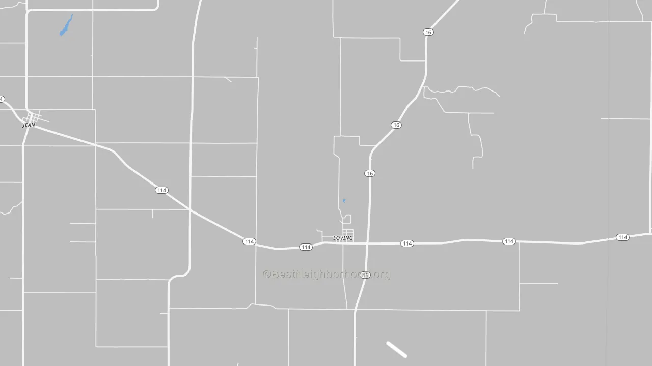 Walk Grade map of 76460, TX, walkable areas in green and car-dependent areas in red