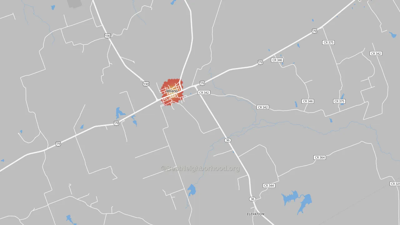 Walk Grade map of 76556, TX, walkable areas in green and car-dependent areas in red