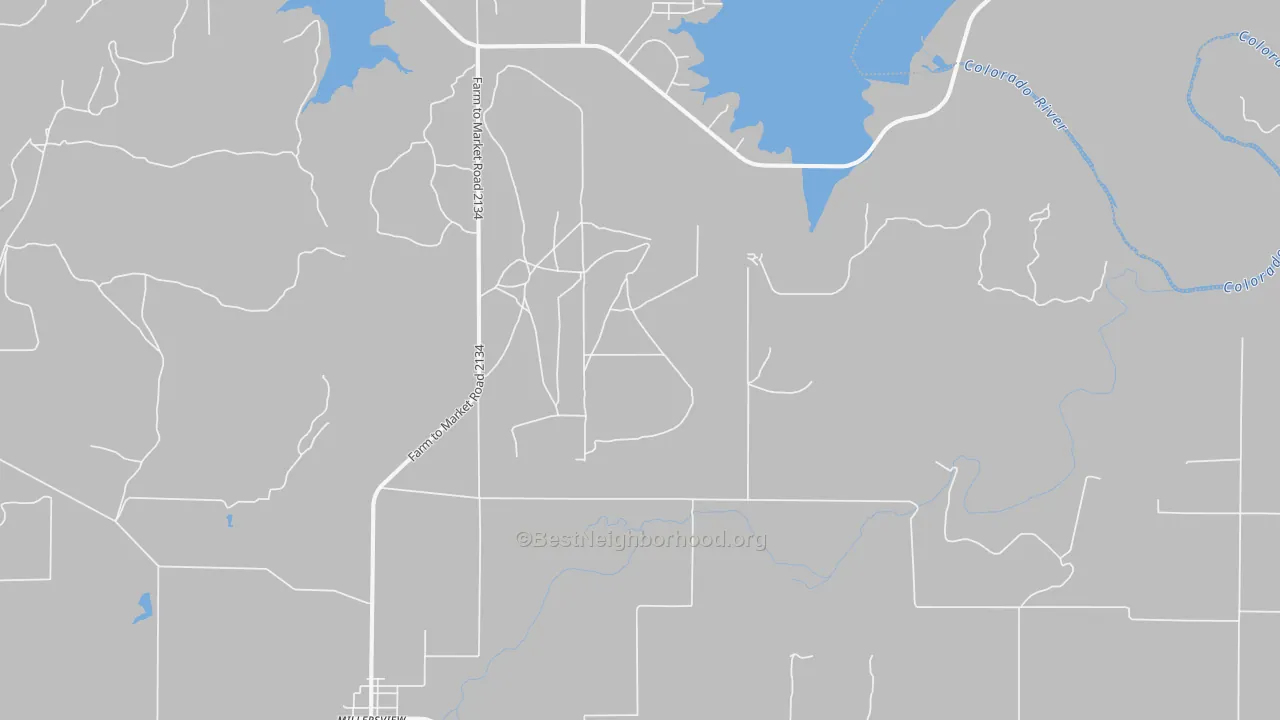 Walk Grade map of 76862, TX, walkable areas in green and car-dependent areas in red