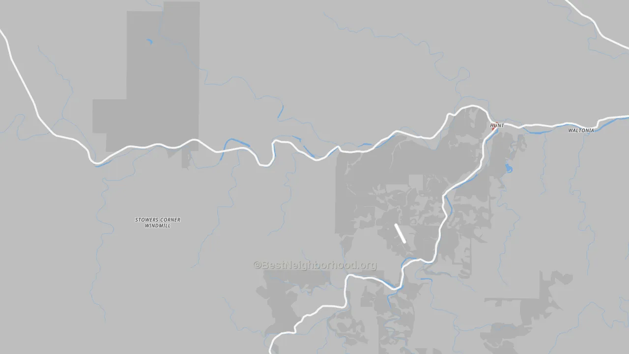 Walk Grade map of 78024, TX, walkable areas in green and car-dependent areas in red
