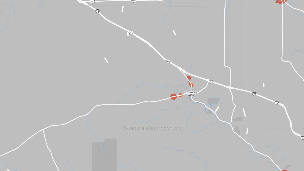 Walk Grade map of 78058, TX, walkable areas in green and car-dependent areas in red