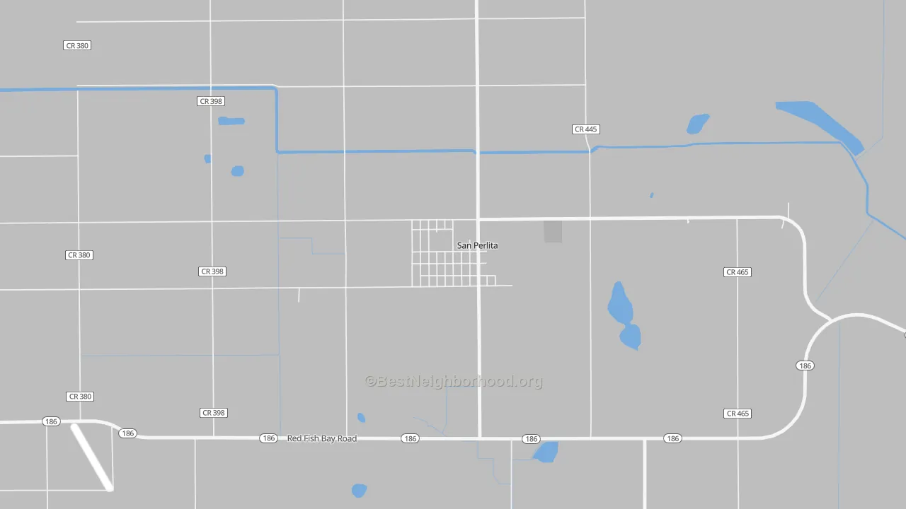 Walk Grade map of 78590, TX, walkable areas in green and car-dependent areas in red