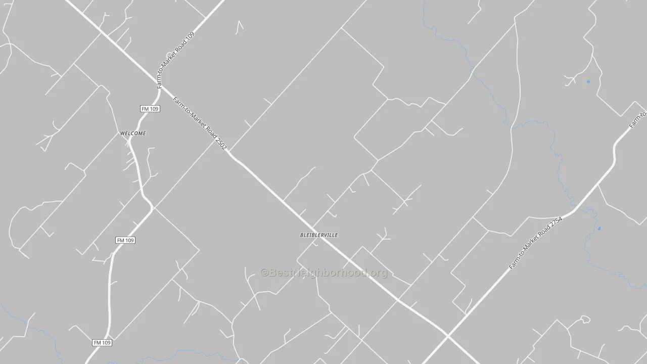Walk Grade map of 78931, TX, walkable areas in green and car-dependent areas in red