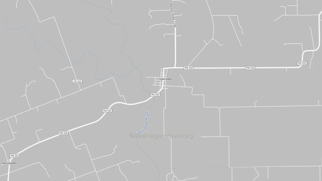 Walk Grade map of 78951, TX, walkable areas in green and car-dependent areas in red