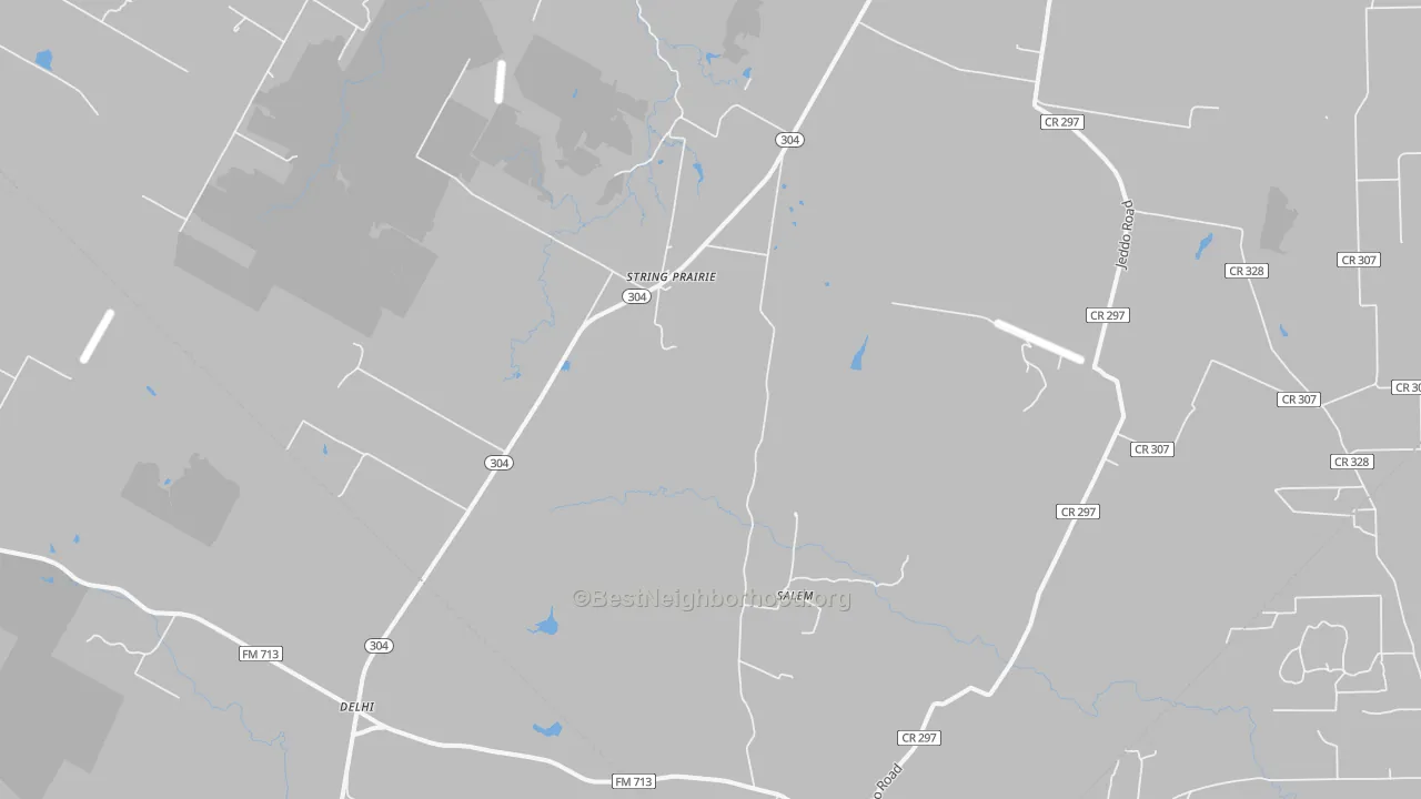 Walk Grade map of 78953, TX, walkable areas in green and car-dependent areas in red