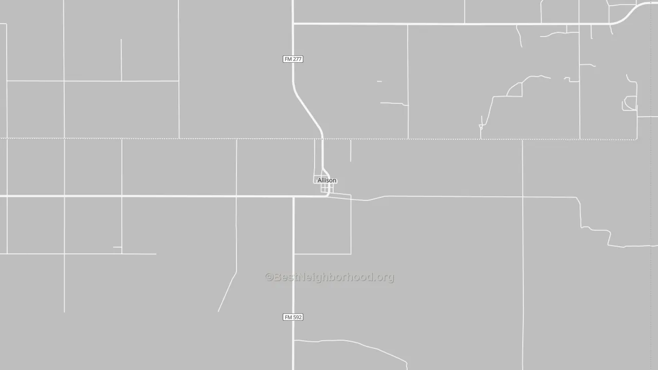 Walk Grade map of 79003, TX, walkable areas in green and car-dependent areas in red
