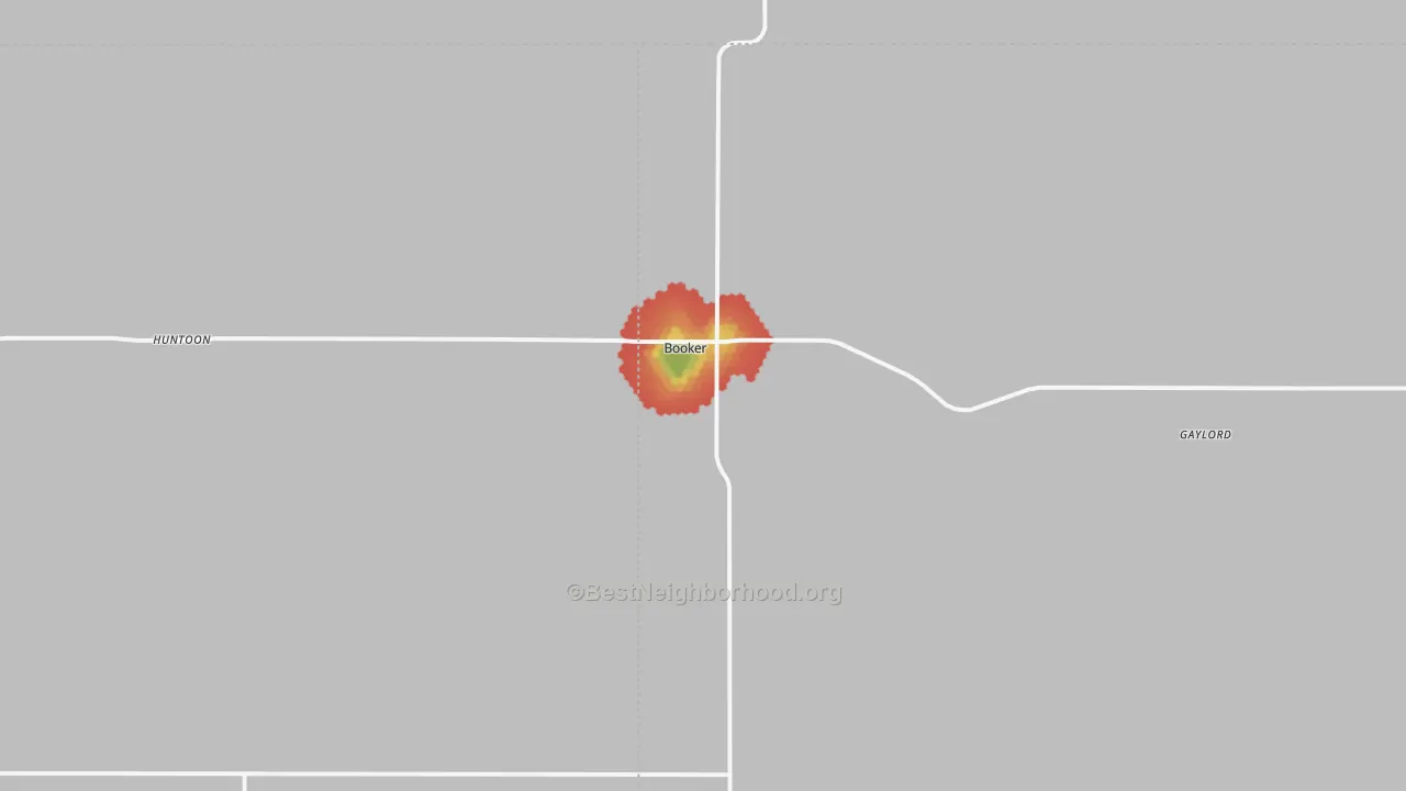 Walk Grade map of 79005, TX, walkable areas in green and car-dependent areas in red