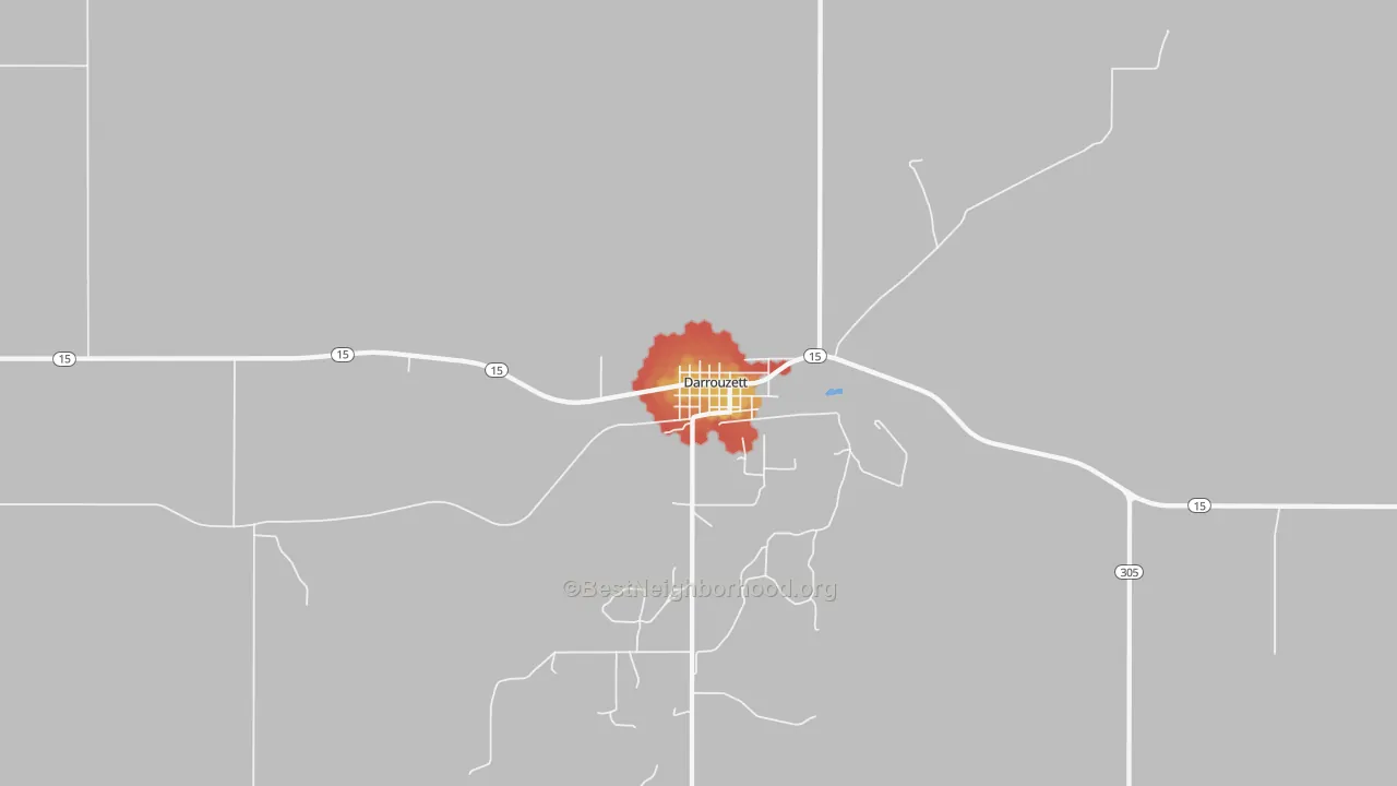 Walk Grade map of 79024, TX, walkable areas in green and car-dependent areas in red