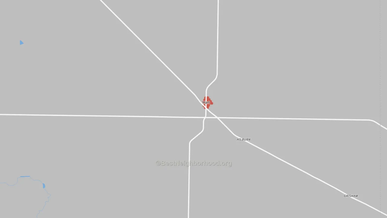 Walk Grade map of 79043, TX, walkable areas in green and car-dependent areas in red
