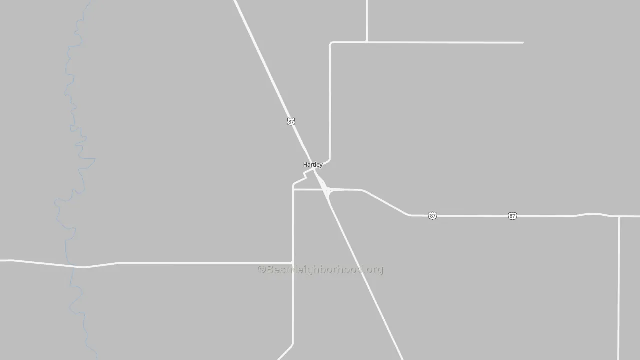 Walk Grade map of 79044, TX, walkable areas in green and car-dependent areas in red