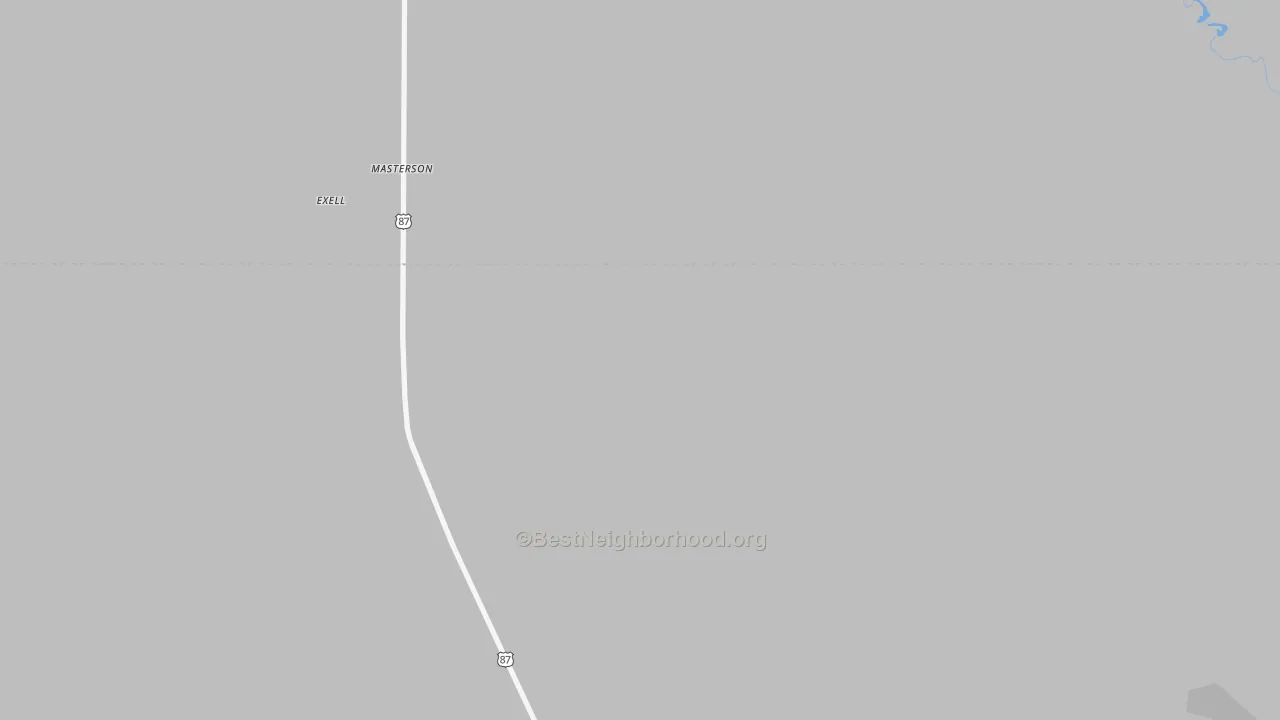 Walk Grade map of 79058, TX, walkable areas in green and car-dependent areas in red