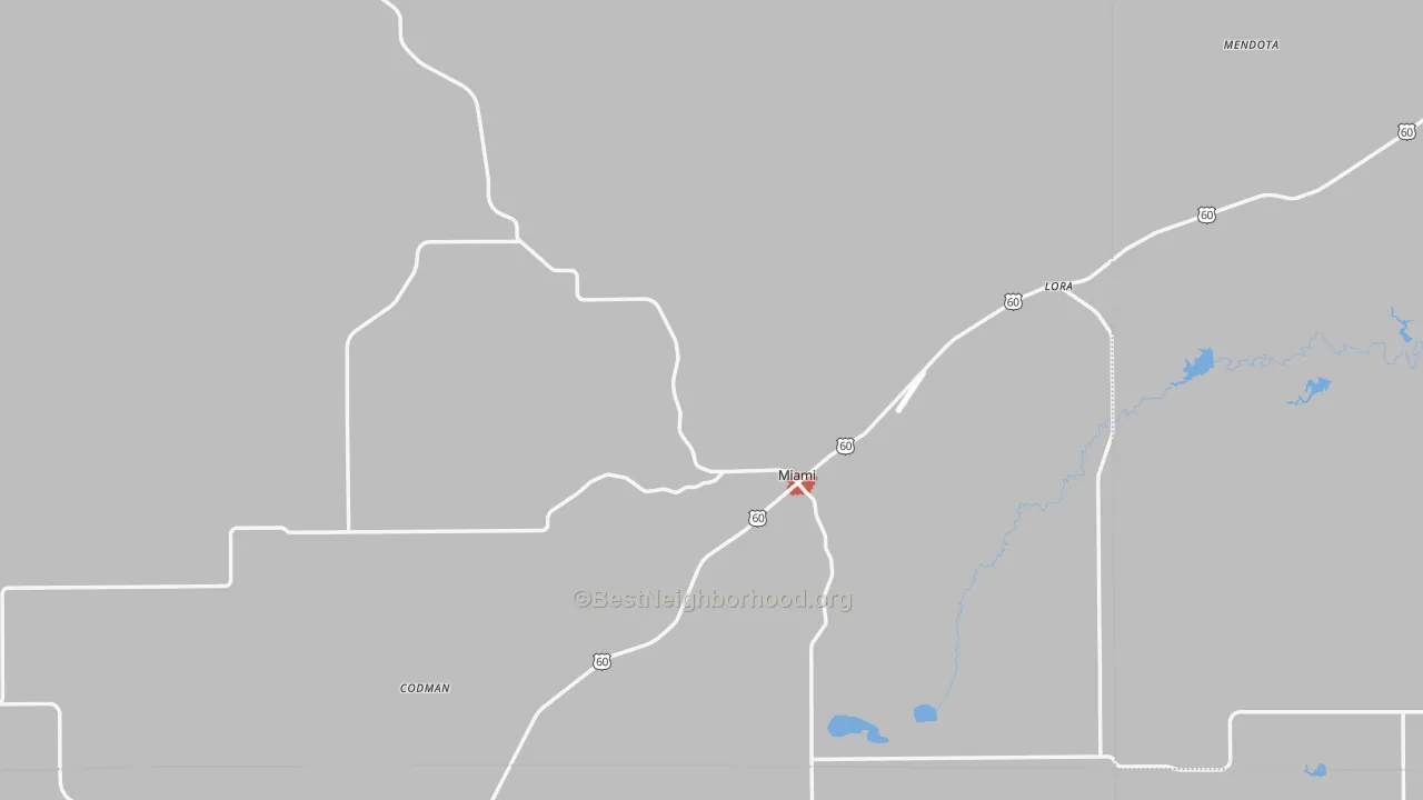 Walk Grade map of 79059, TX, walkable areas in green and car-dependent areas in red