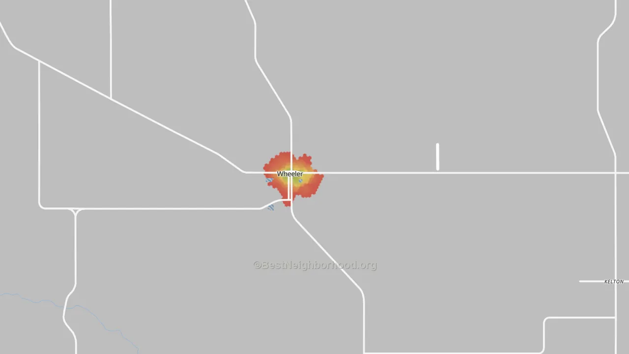 Walk Grade map of 79096, TX, walkable areas in green and car-dependent areas in red