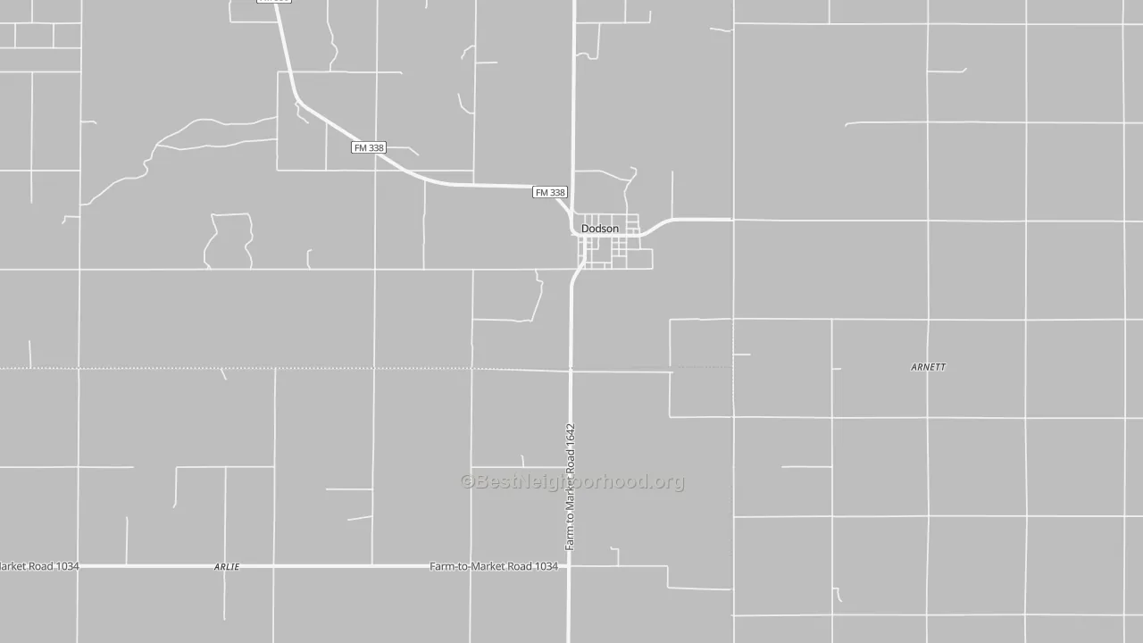 Walk Grade map of 79230, TX, walkable areas in green and car-dependent areas in red