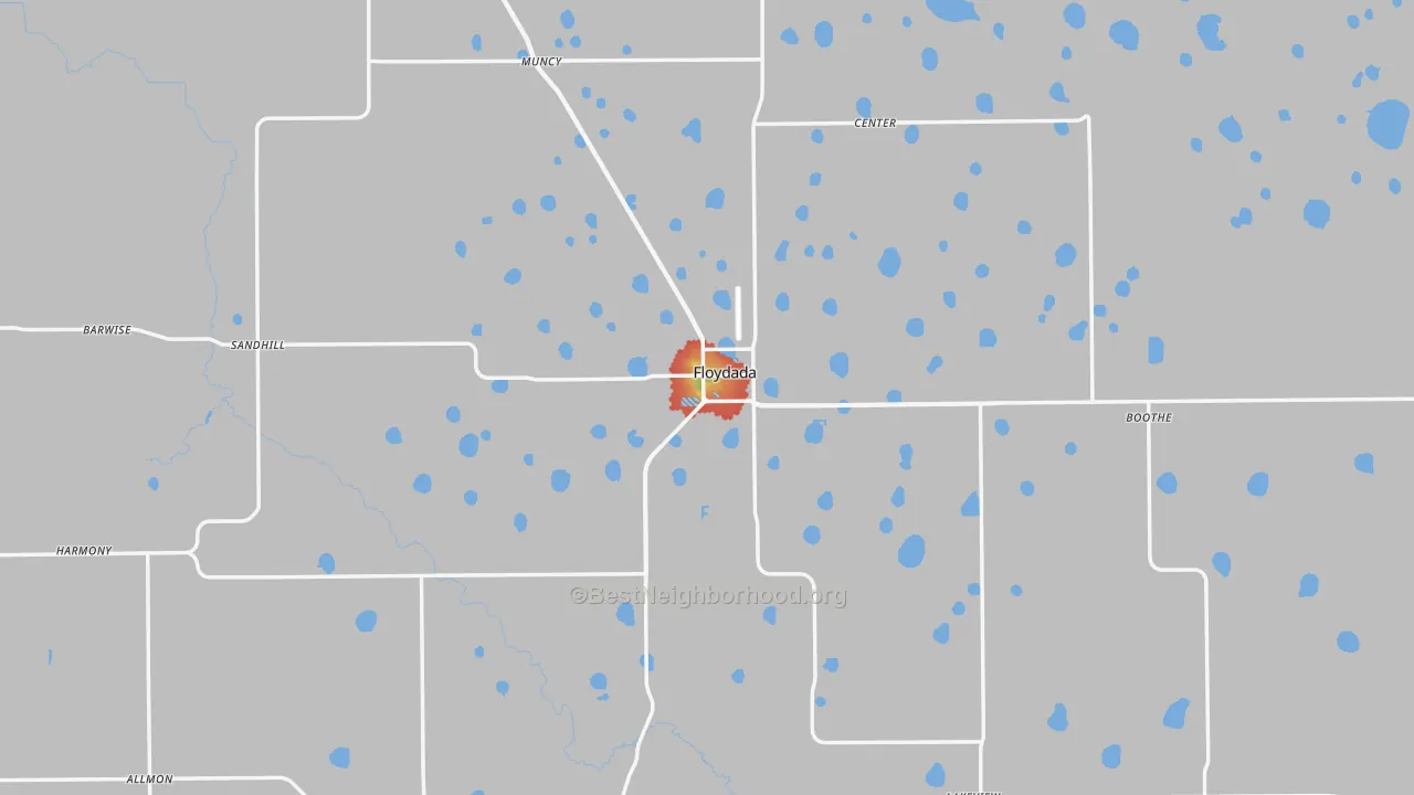 Walk Grade map of 79235, TX, walkable areas in green and car-dependent areas in red