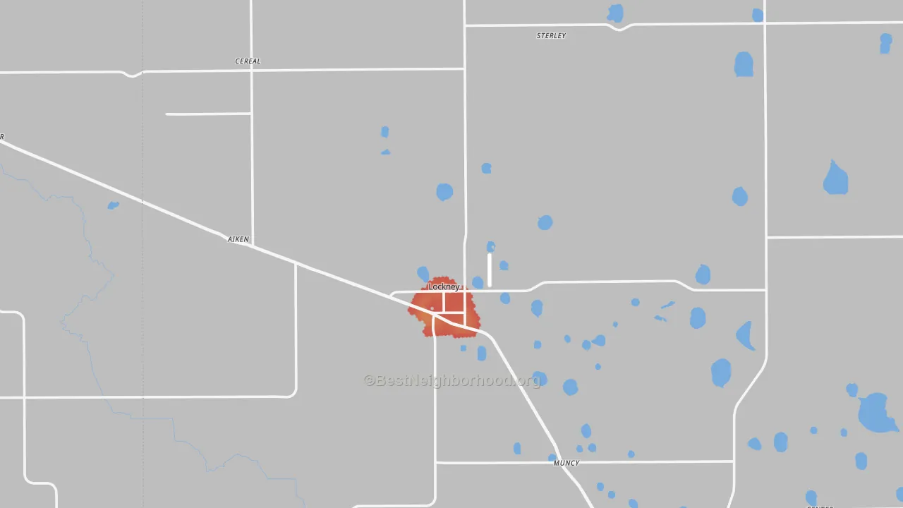 Walk Grade map of 79241, TX, walkable areas in green and car-dependent areas in red