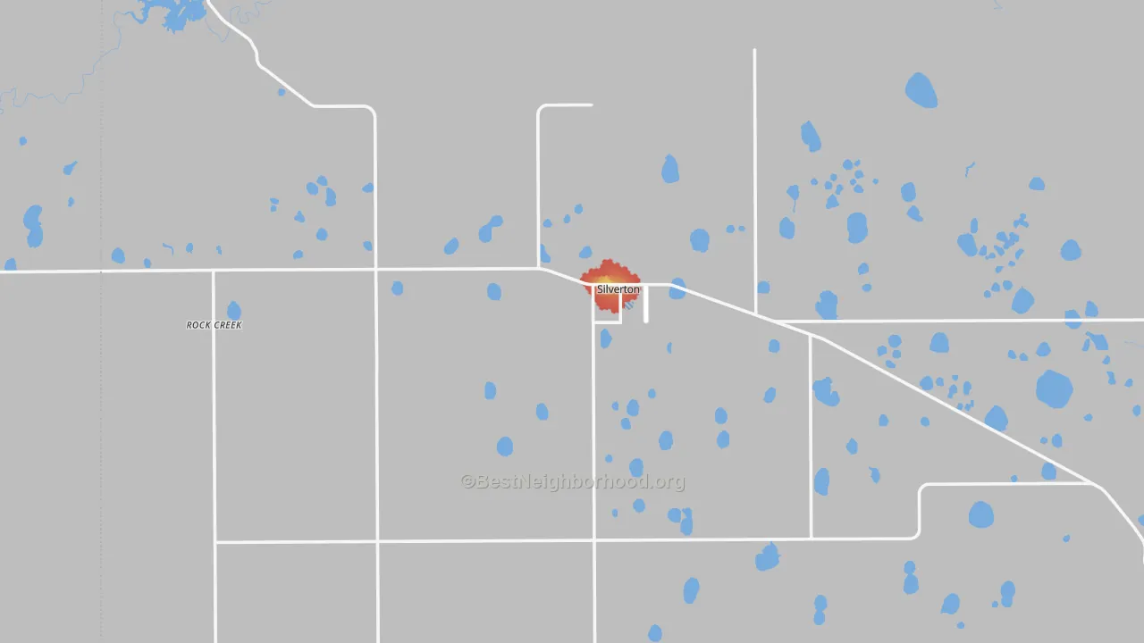Walk Grade map of 79257, TX, walkable areas in green and car-dependent areas in red
