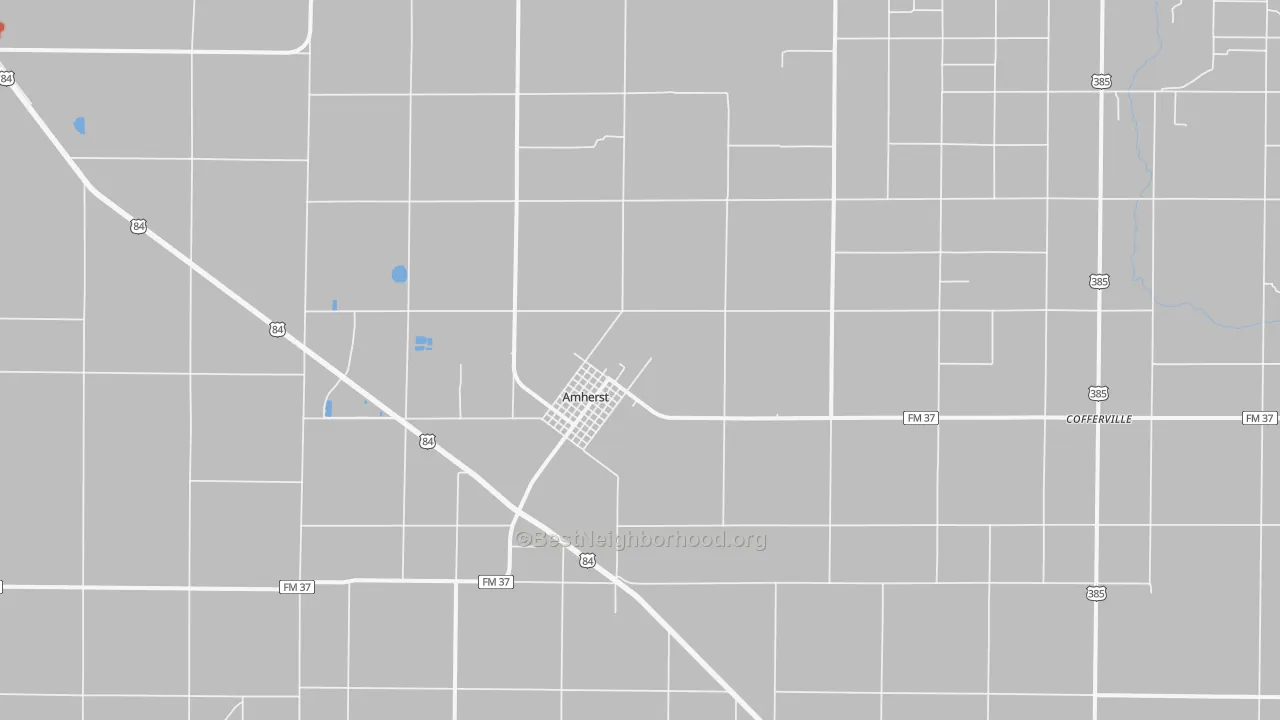 Walk Grade map of 79312, TX, walkable areas in green and car-dependent areas in red