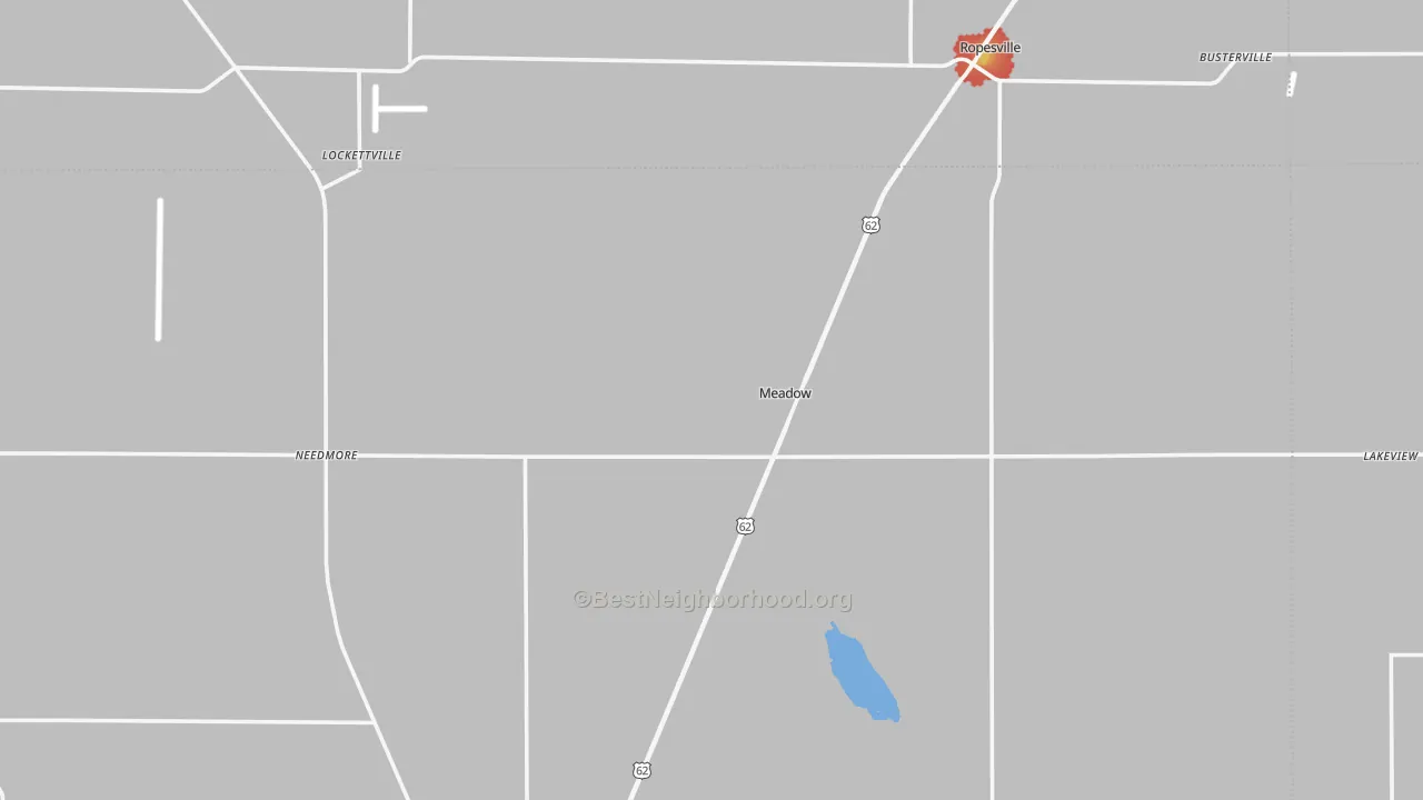 Walk Grade map of 79345, TX, walkable areas in green and car-dependent areas in red