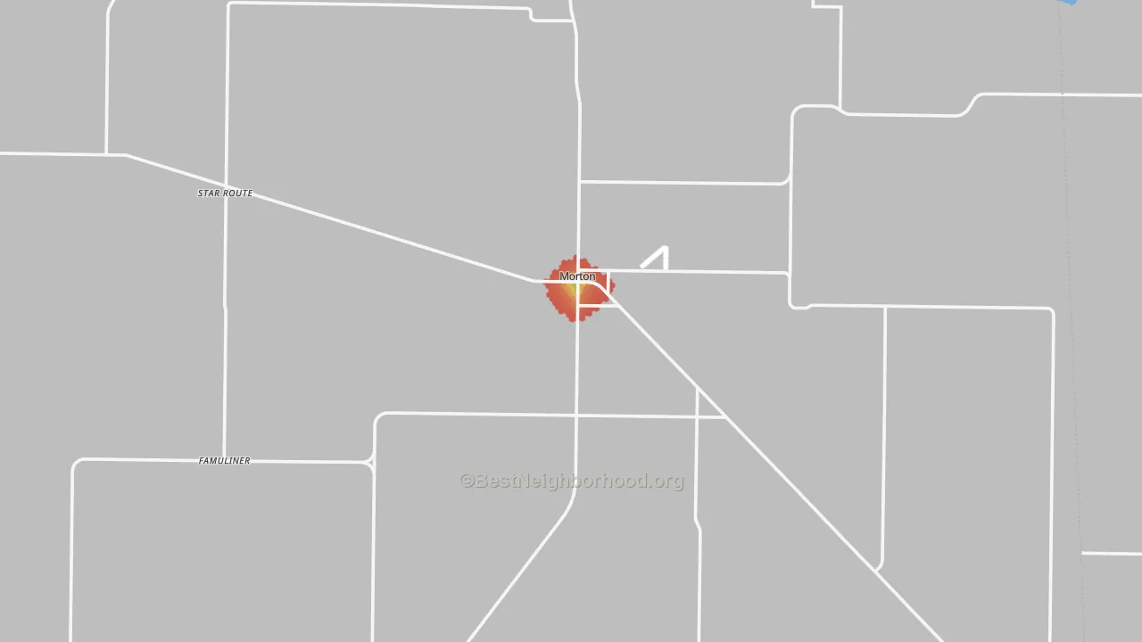 Walk Grade map of 79346, TX, walkable areas in green and car-dependent areas in red
