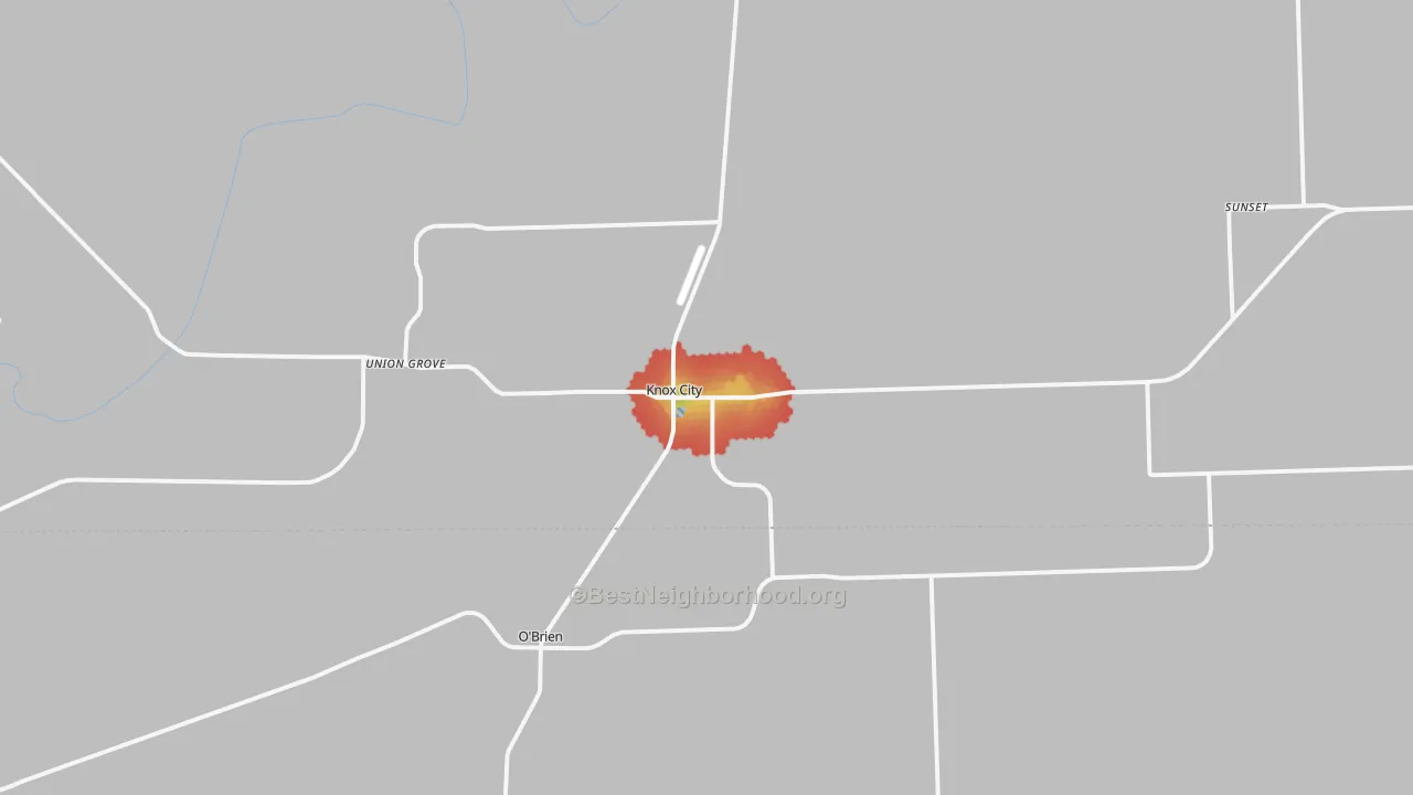 Walk Grade map of 79529, TX, walkable areas in green and car-dependent areas in red