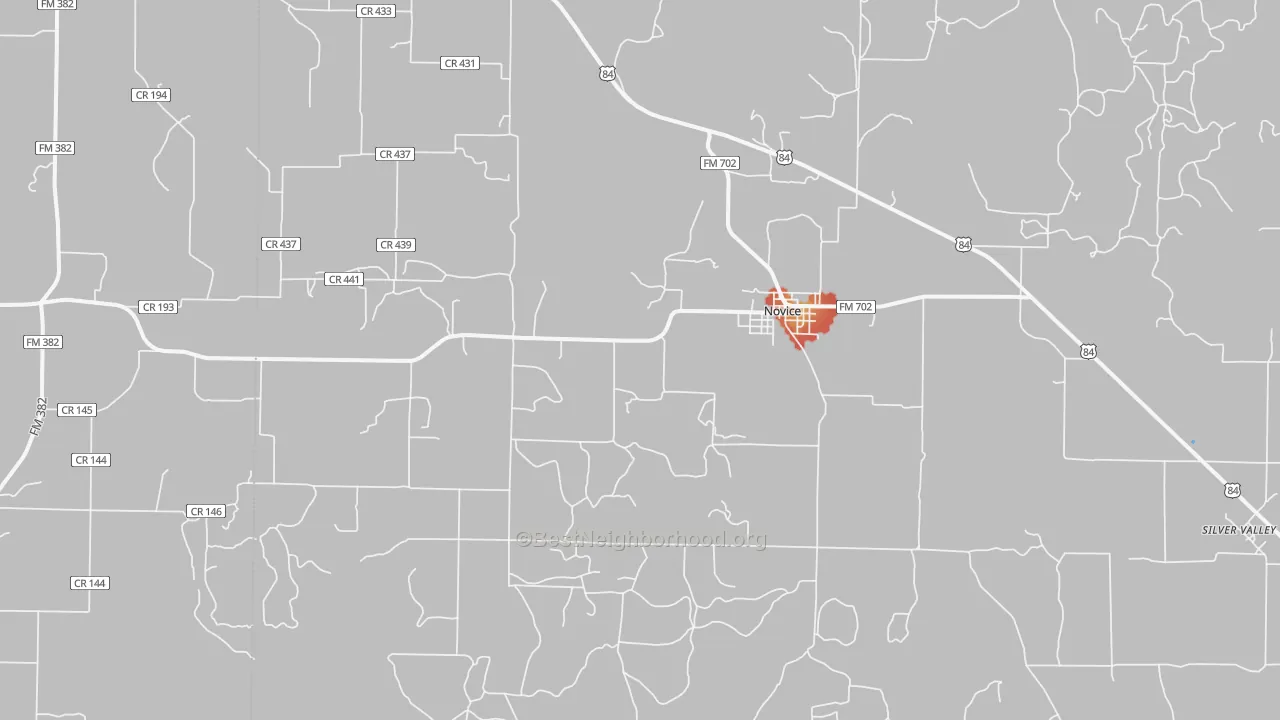 Walk Grade map of 79538, TX, walkable areas in green and car-dependent areas in red