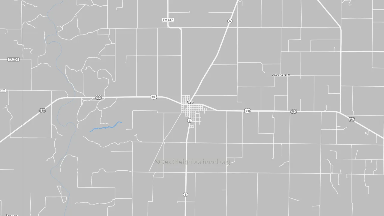 Walk Grade map of 79547, TX, walkable areas in green and car-dependent areas in red