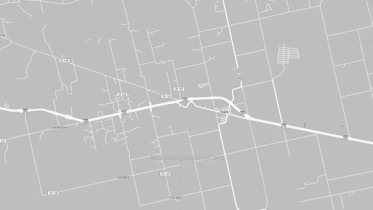 Walk Grade map of 79561, TX, walkable areas in green and car-dependent areas in red