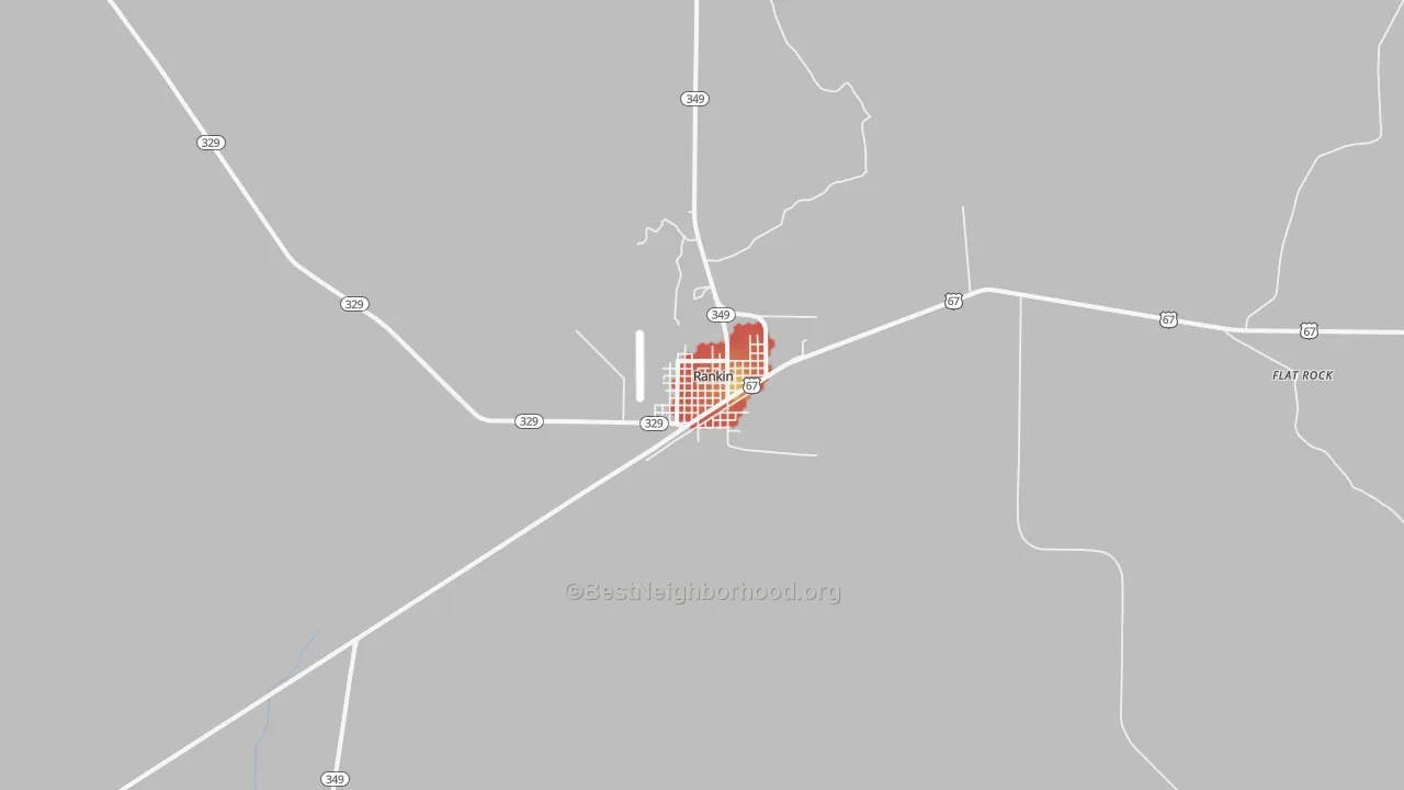 Walk Grade map of 79778, TX, walkable areas in green and car-dependent areas in red