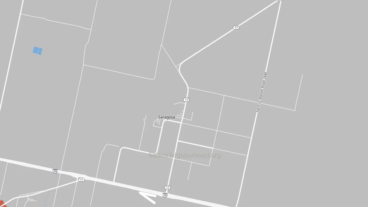 Walk Grade map of 79780, TX, walkable areas in green and car-dependent areas in red