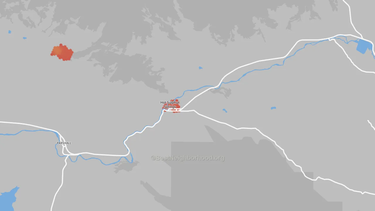 Walk Grade map of 80451, CO, walkable areas in green and car-dependent areas in red