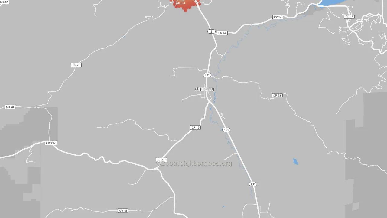 Walk Grade map of 80469, CO, walkable areas in green and car-dependent areas in red