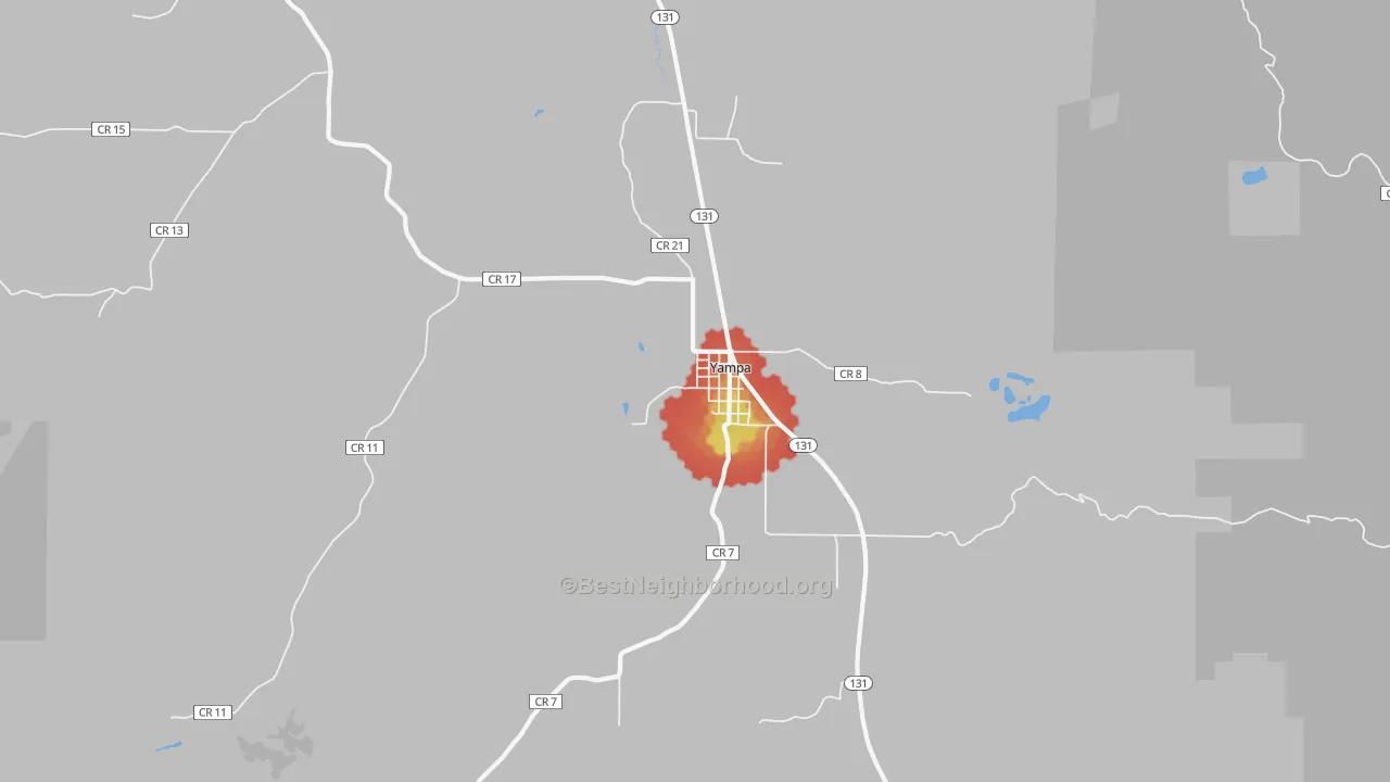 Walk Grade map of 80483, CO, walkable areas in green and car-dependent areas in red