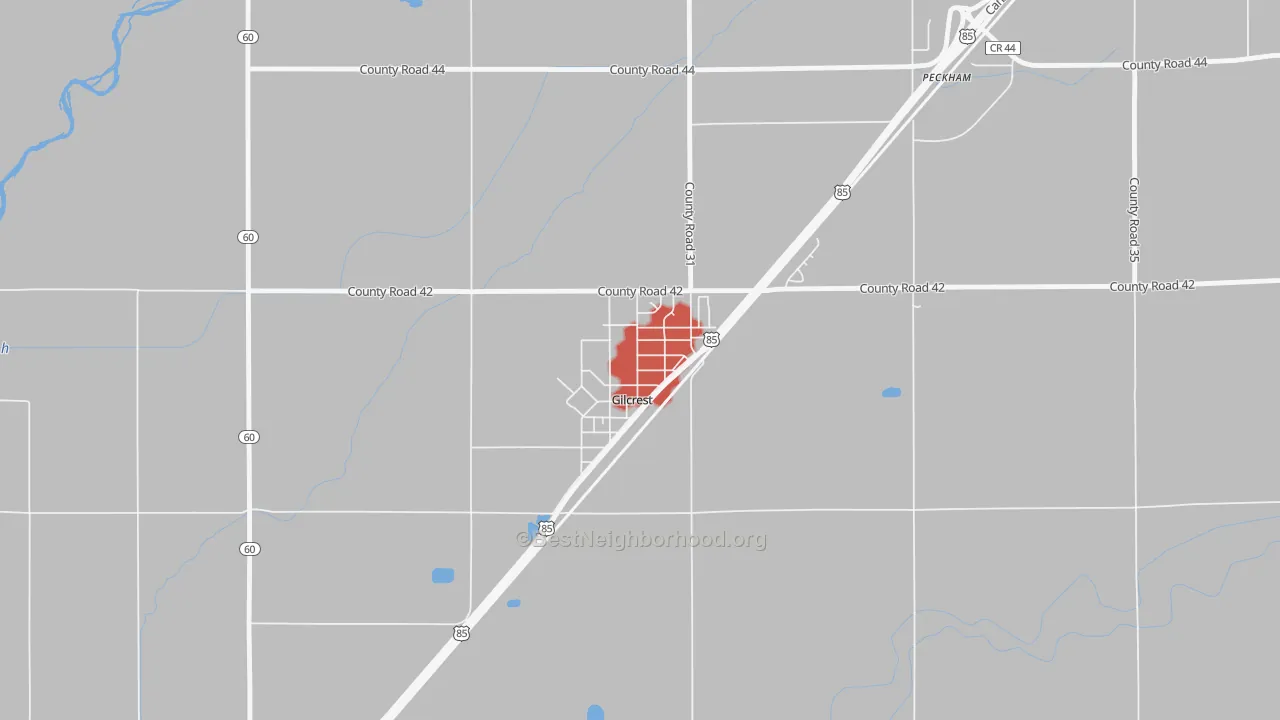 Walk Grade map of 80623, CO, walkable areas in green and car-dependent areas in red