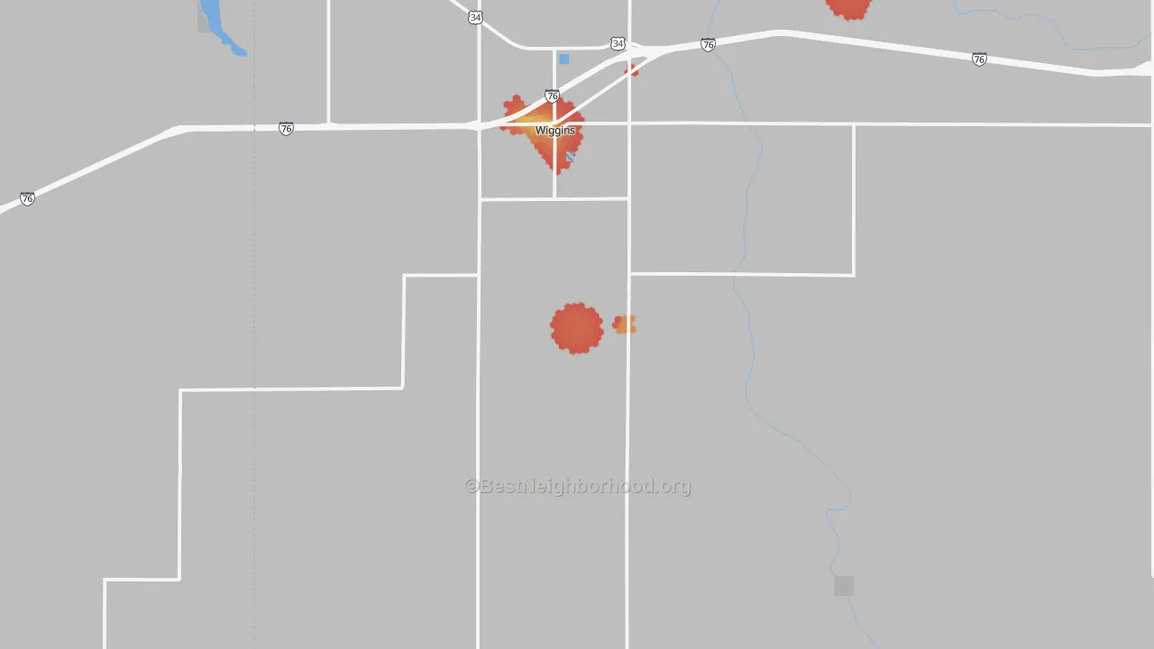 Walk Grade map of 80654, CO, walkable areas in green and car-dependent areas in red