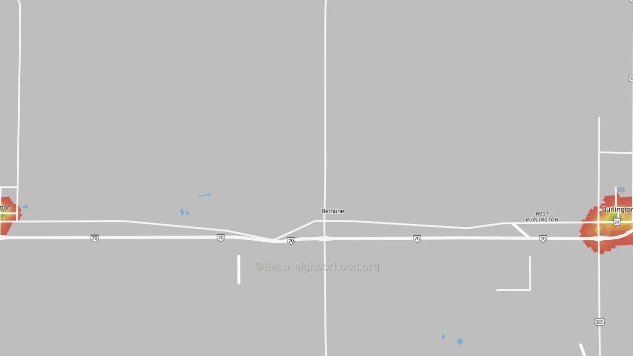 Walk Grade map of 80805, CO, walkable areas in green and car-dependent areas in red