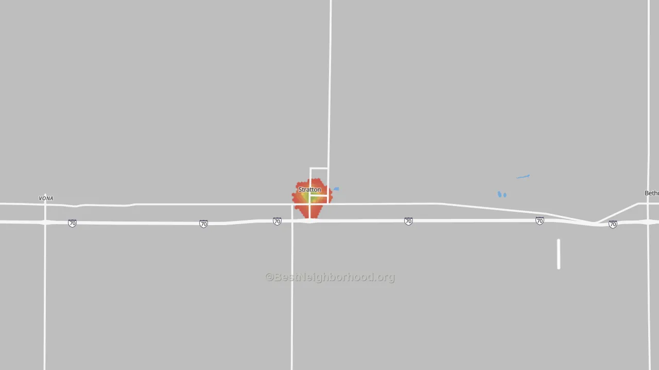 Walk Grade map of 80836, CO, walkable areas in green and car-dependent areas in red