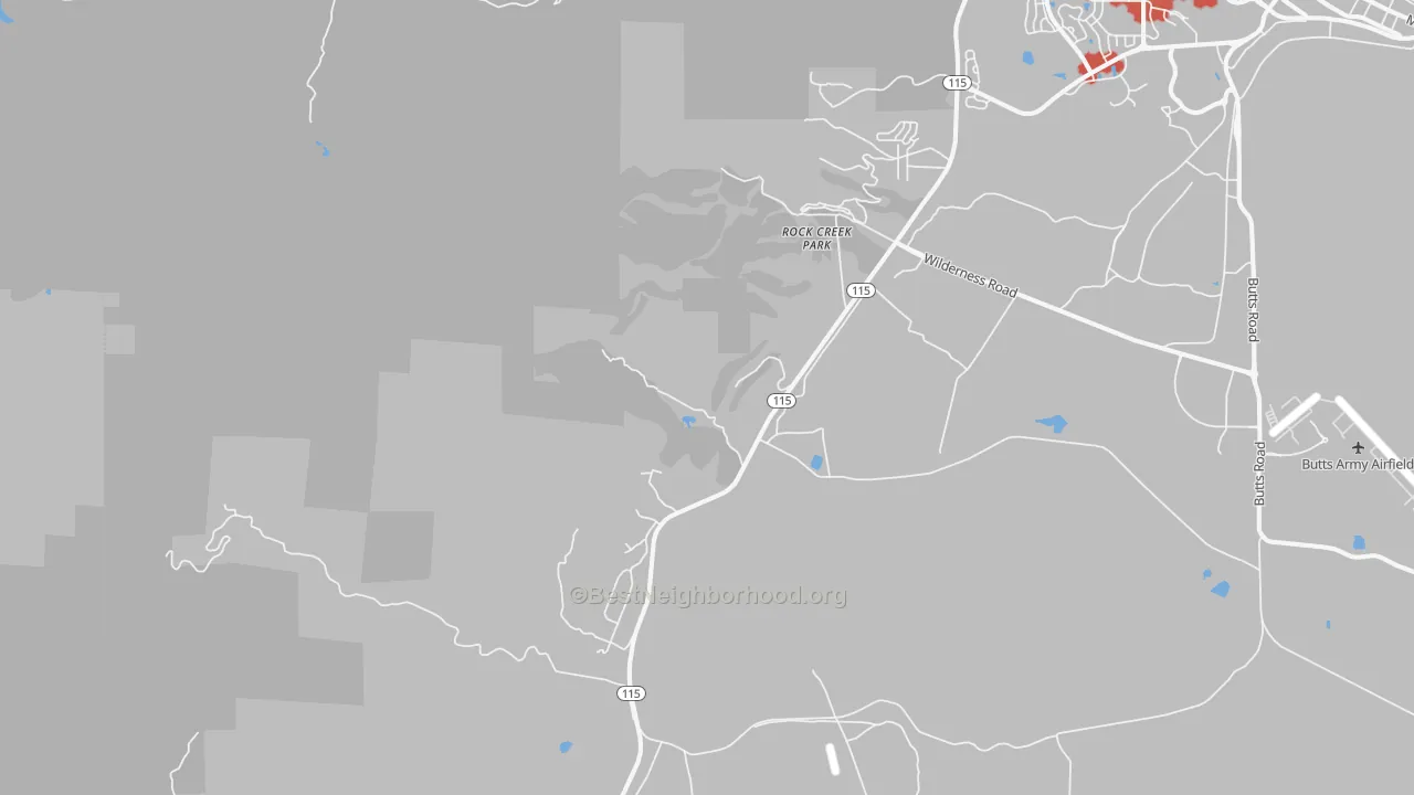 Walk Grade map of 80926, CO, walkable areas in green and car-dependent areas in red