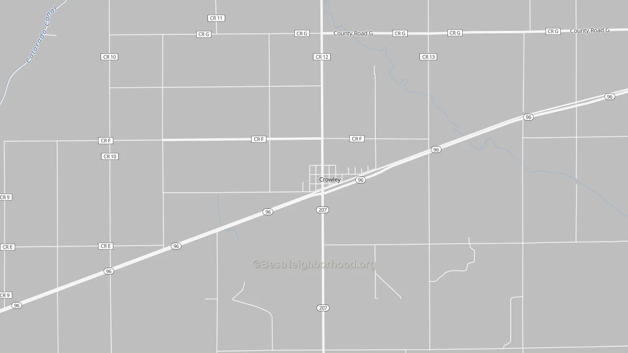 Walk Grade map of 81033, CO, walkable areas in green and car-dependent areas in red