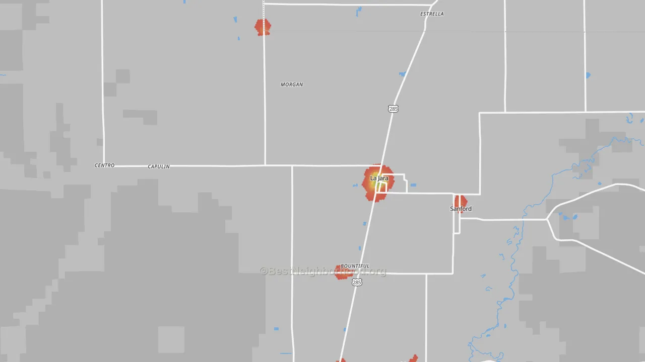 Walk Grade map of 81140, CO, walkable areas in green and car-dependent areas in red