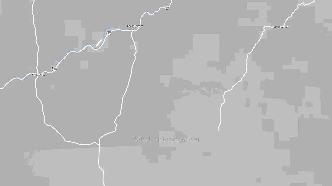Walk Grade map of 81223, CO, walkable areas in green and car-dependent areas in red