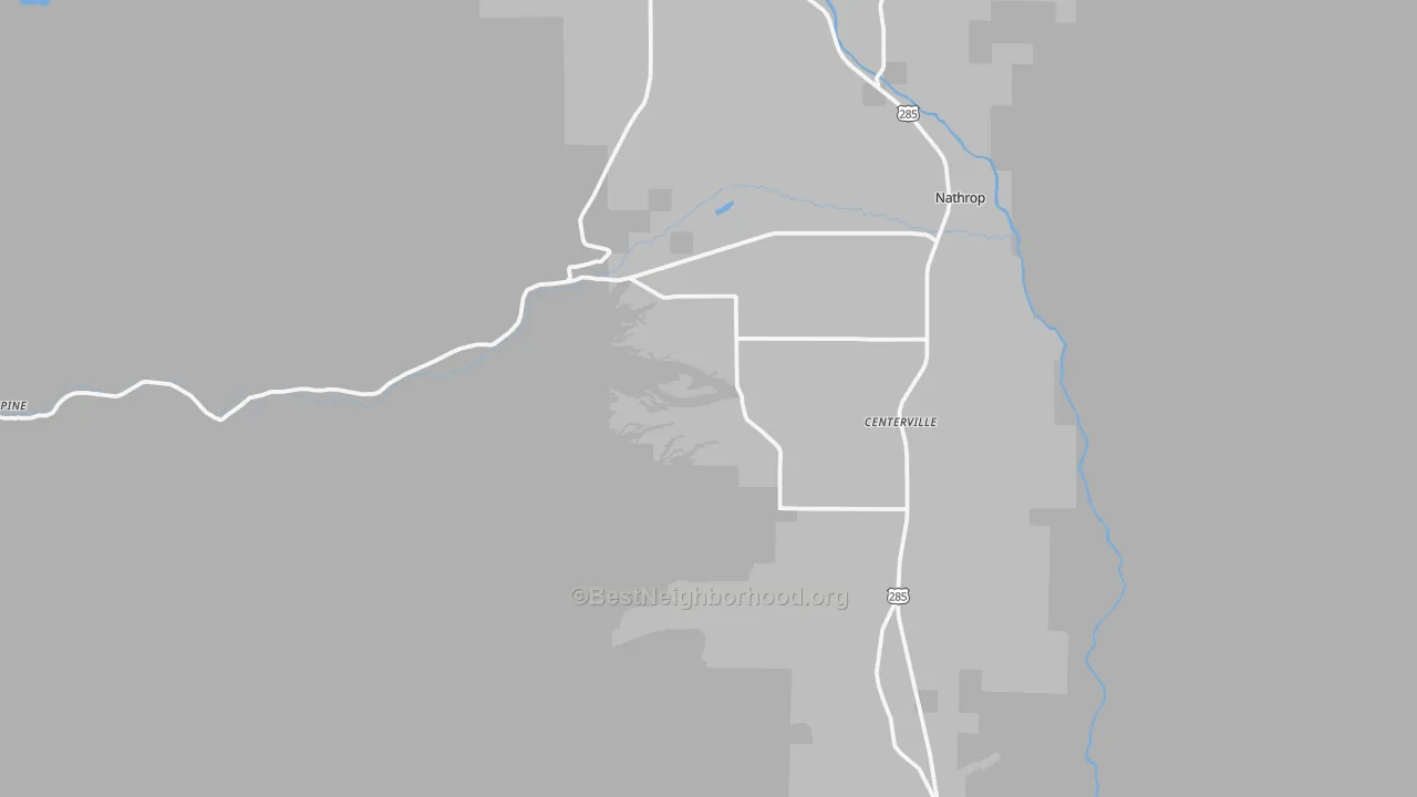 Walk Grade map of 81236, CO, walkable areas in green and car-dependent areas in red