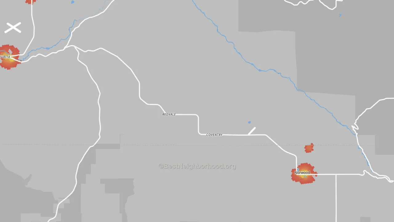 Walk Grade map of 81431, CO, walkable areas in green and car-dependent areas in red