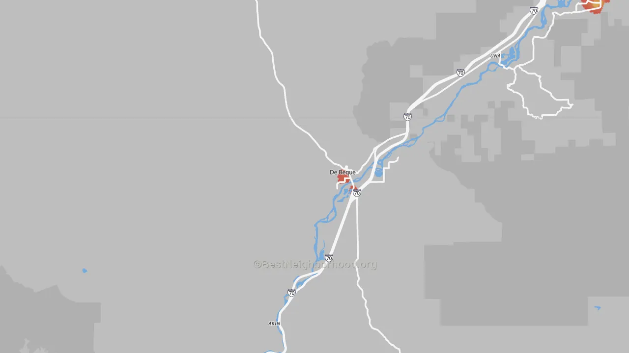 Walk Grade map of 81630, CO, walkable areas in green and car-dependent areas in red