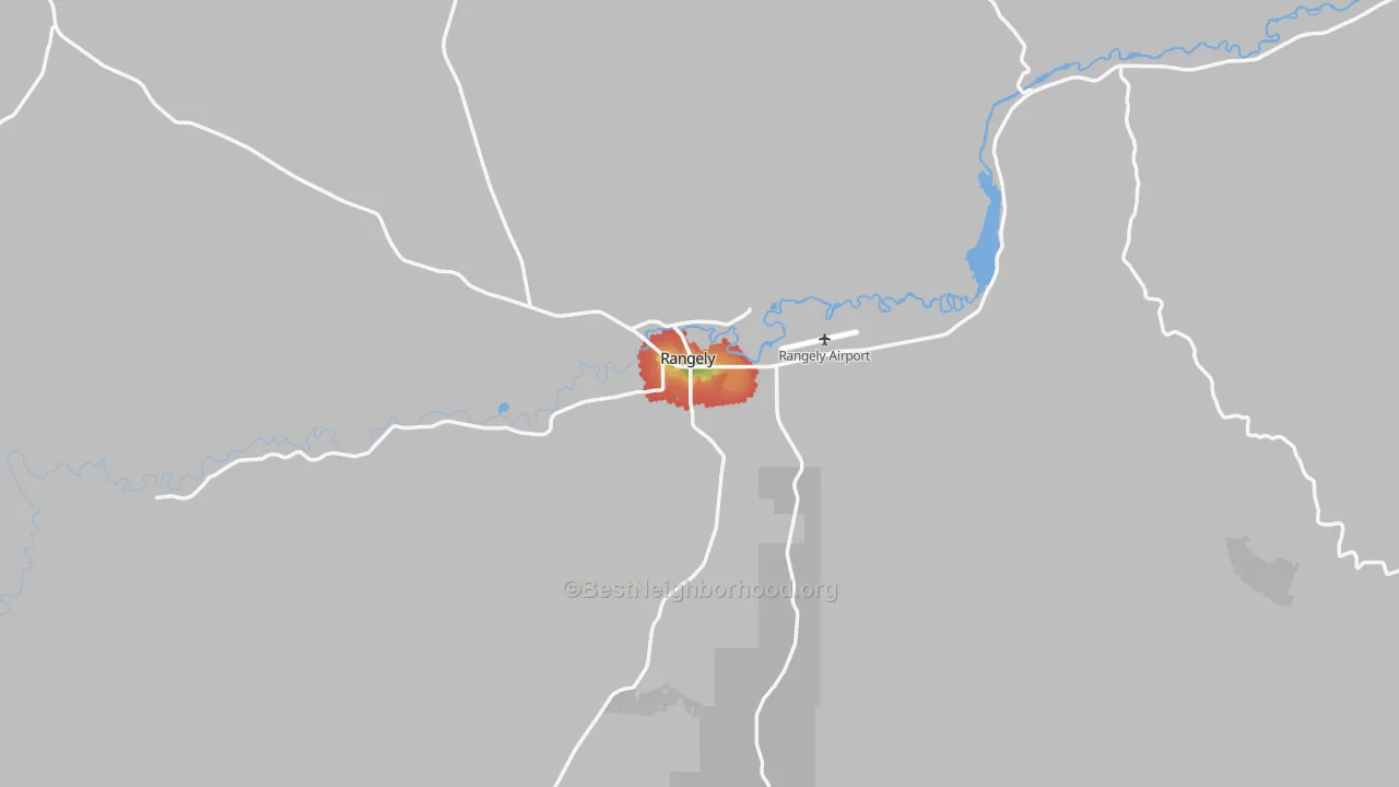 Walk Grade map of 81648, CO, walkable areas in green and car-dependent areas in red