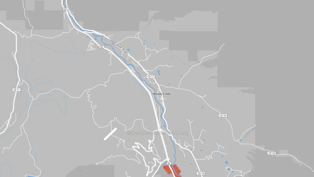 Walk Grade map of 81656, CO, walkable areas in green and car-dependent areas in red