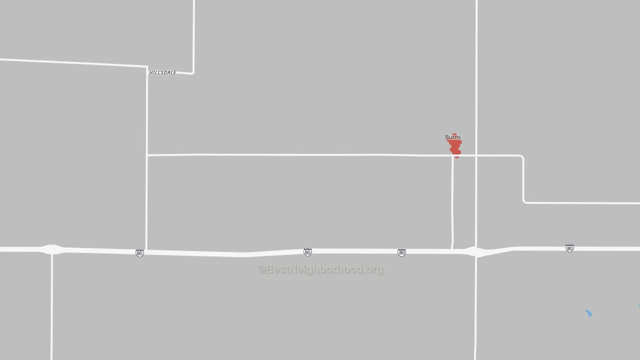 Walk Grade map of 82053, WY, walkable areas in green and car-dependent areas in red