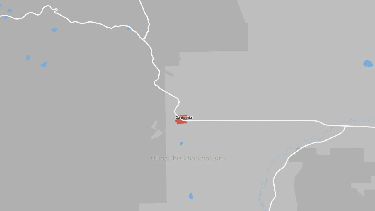 Walk Grade map of 82055, WY, walkable areas in green and car-dependent areas in red