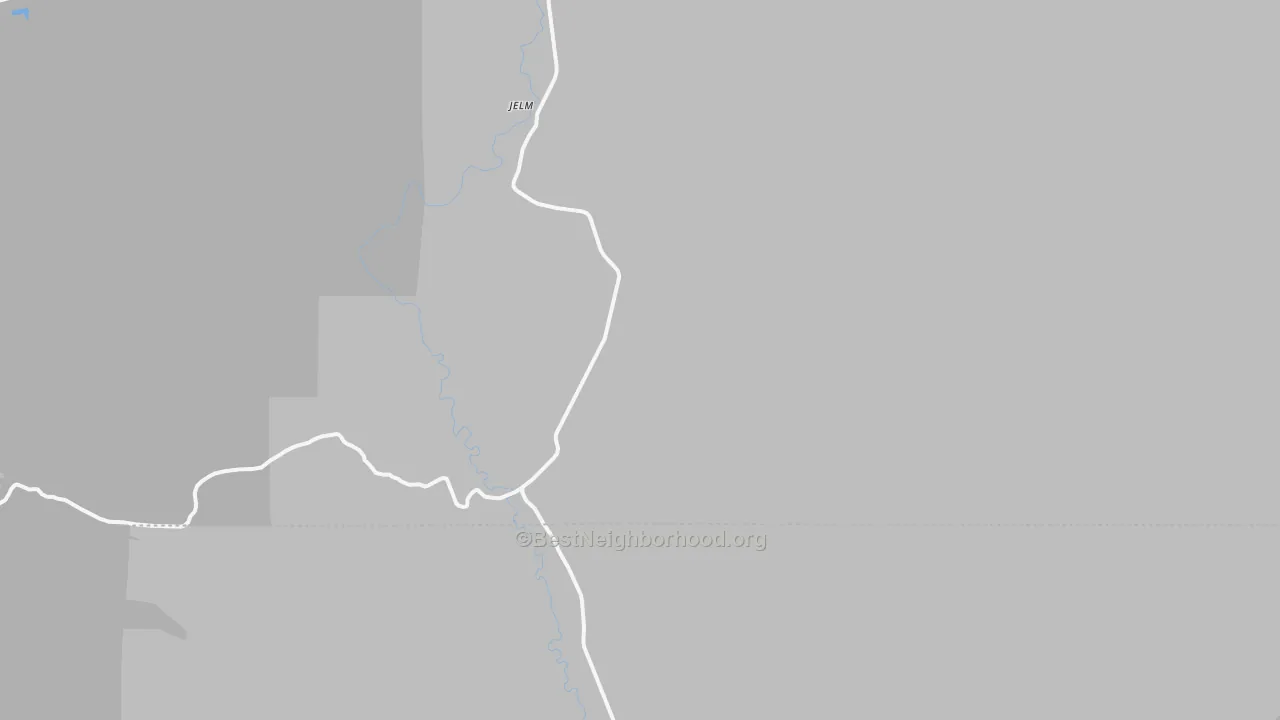 Walk Grade map of 82063, WY, walkable areas in green and car-dependent areas in red